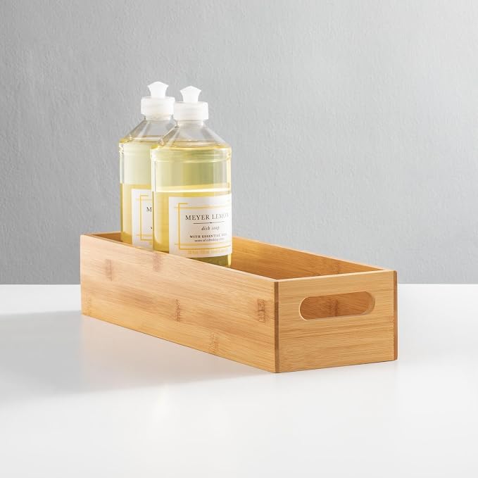 mDesign Slim Bamboo Kitchen Cabinet & Fridge Drawer Organizer Tray - Image 7
