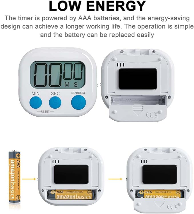 Digital Kitchen Timer for Cooking, 4 Pack Big Digits Loud Alarm Magnetic - Image 5