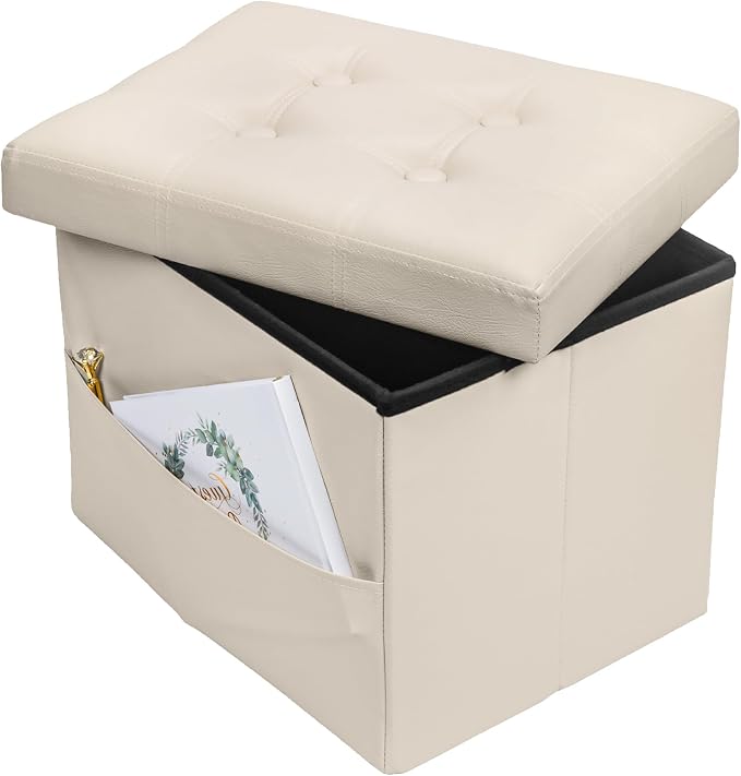 Bsketa Storage Ottoman Foot Rest Stool, Small Leather Storage Ottomans Bench by Bsketa