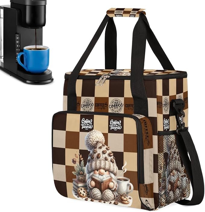Coffee Brown Gnome Coffee Maker Carring Bag Travel Carrying Storage Tote Bag by CFERSAN