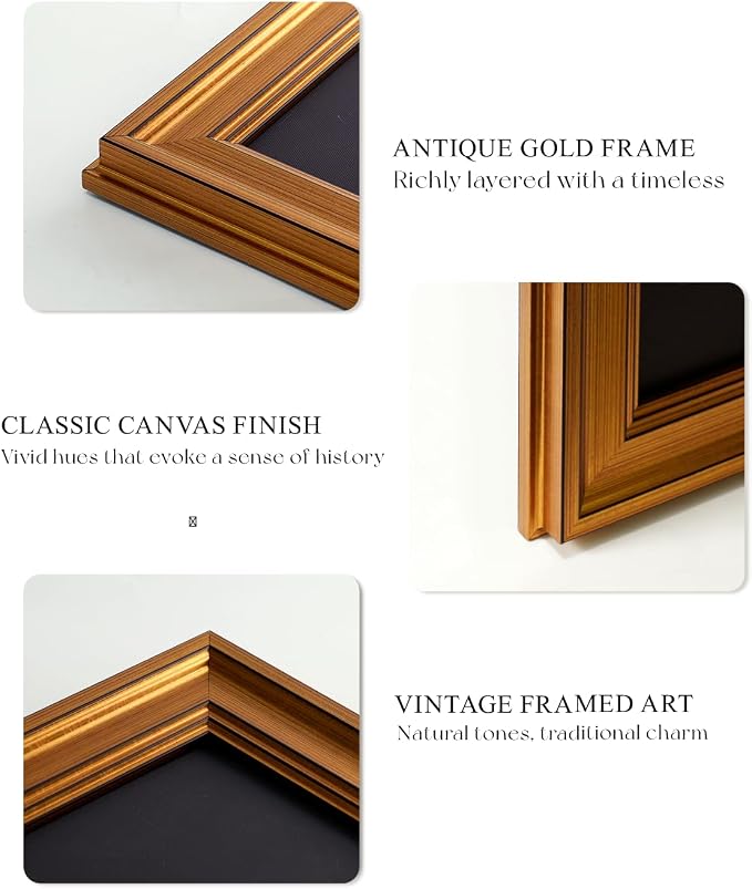 ARPEOTCY Gold Framed Canvas Wall Art, Country Road Landscape Art Prints - Image 2