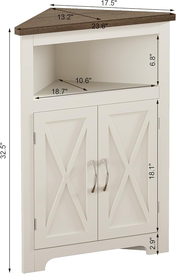 ChooChoo Farmhouse Corner Cabinet, Small Corner Storage Cabinet - Image 2