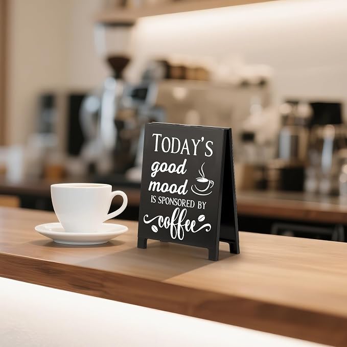 Today's Good Mood Is Sponsored By Coffee Desk Decor Sign Retro Coffees Shop - Image 4