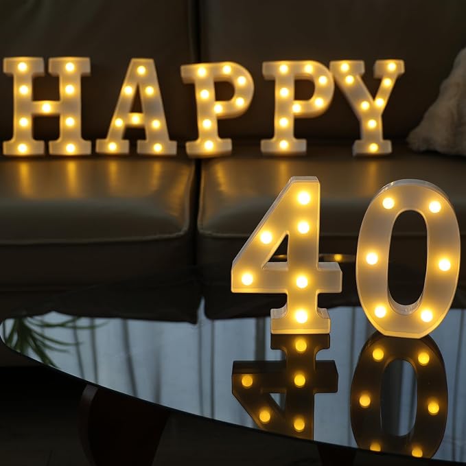 Light Up 40 Number Lights, Warm White Decorative LED Light Up Numbers, Battery - Image 5