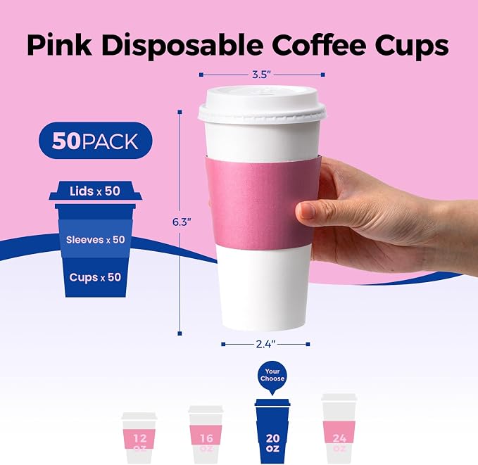 Fit Meal Prep 50 Pack 20 oz Disposable Coffee Cups - Image 2