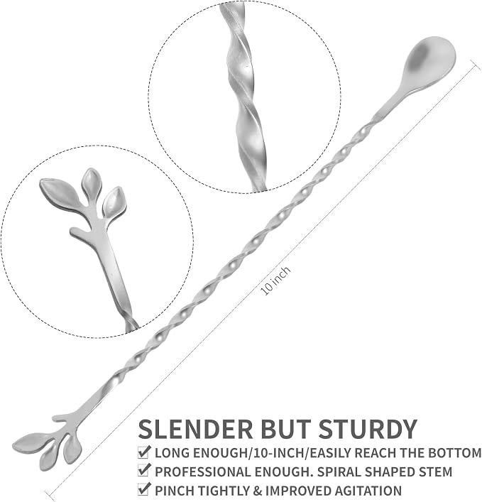 AnSaw Silver 10-Inch Stainless Steel Cocktail Spoon - Image 2