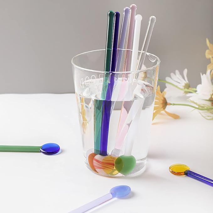5 Pieces Glass Swizzle Sticks Cocktail Stirrers Mixing Spoon Coffee Tea - Image 4