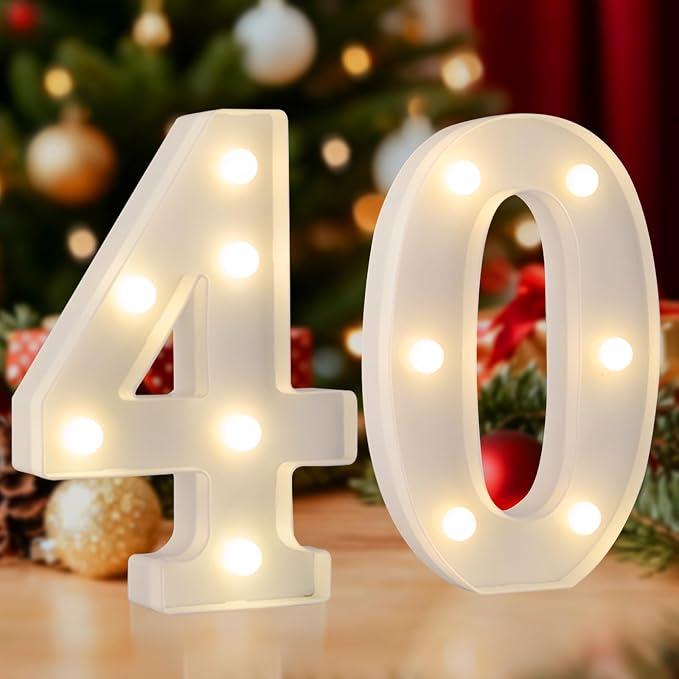 LED 40 Marquee Light Up Numbers, 40th Birthday Decorations by SKYPHAROS