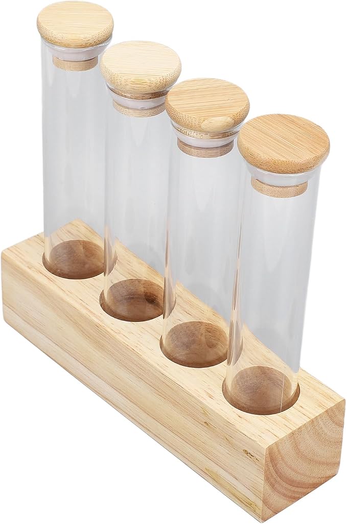 Fdit Single Dose Coffee Bean Storage, Airtight Tubes, Wooden Stand, 12 Pack - Image 2