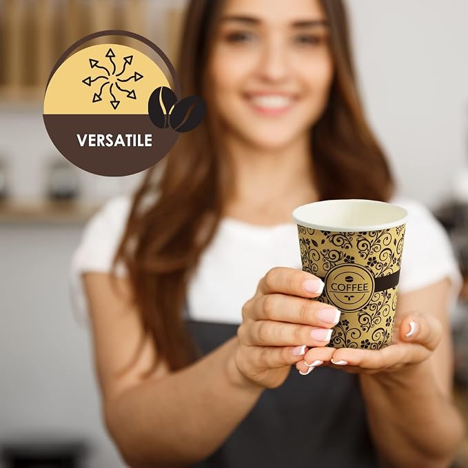 PAMI Disposable Coffee Cups, Single-Use Paper Cups, To-Go Hot Beverage Cups - Image 5
