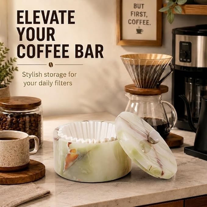 Marble Coffee Filter Holder – 6 inch Handmade Green Onyx Coffee Filter Holder - Image 2