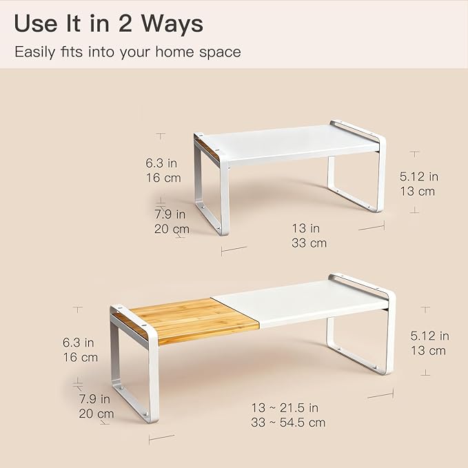 Expandable Cabinet Shelf Organizer & Spice Rack, Stackable Kitchen Counter Shelf - Image 6