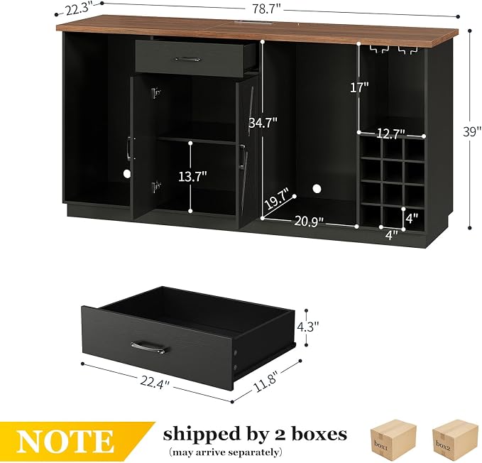 78.74" Large Coffee Bar Cabinet - Image 2