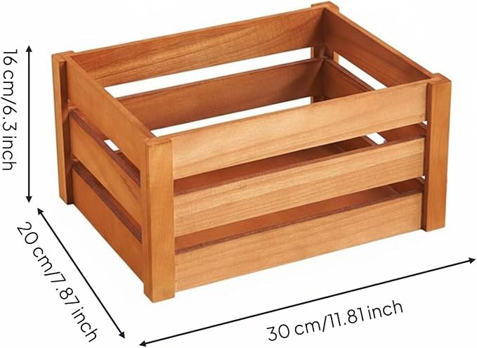 Wooden Storage Crate Sturdy Plant Holder Crate Decorative Slatted Wood Box - Image 7