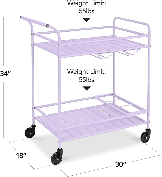 Best Choice Products Rolling Bar Cart, Mobile Home Bar Serving Cart, Serving - Image 2