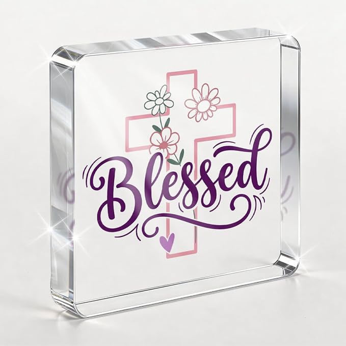 Christian Gifts for Women Desk Decor, Inspirational Religious Decor Acrylic Sign by PQV