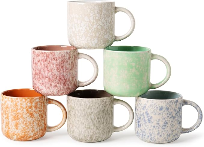 MONITO 12 OZ Coffee Mugs Set of 6, Modern Coffee Mugs Set by MONITO