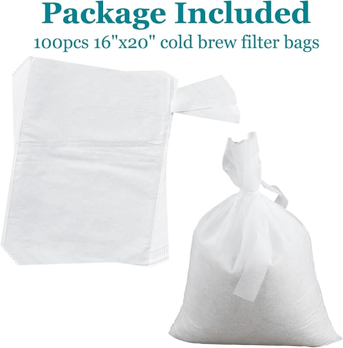 Yzurbu 100pcs 16''x20'' Cold Brew Coffee Filter Bags, No Mess Disposable Filter - Image 7