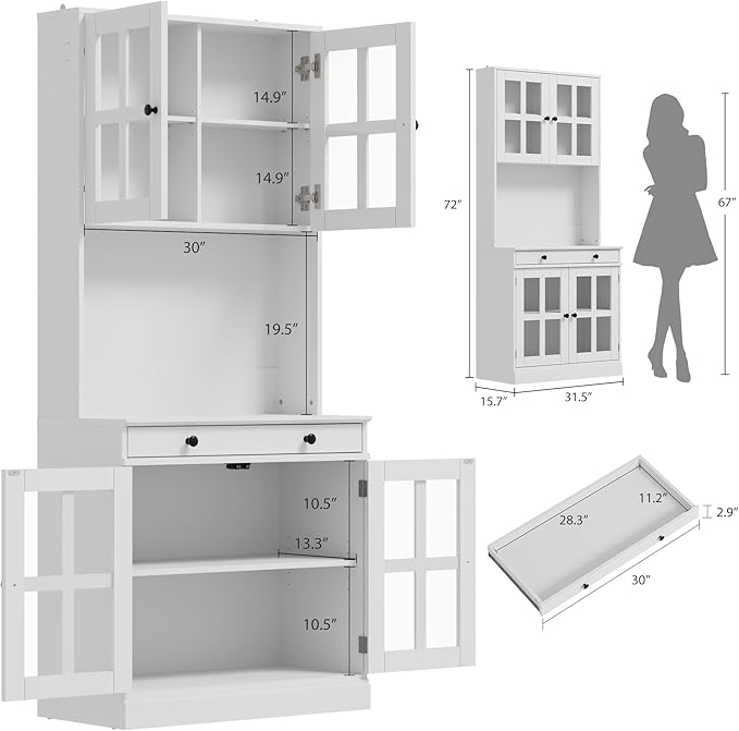 Garvee 72 Inch Kitchen Pantry Cabinet - Image 2