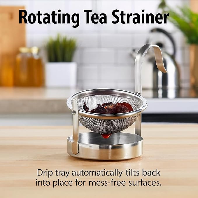 HIC Kitchen Tip Tea Strainer, 18/8 Stainless Steel, Loose Leaf Tea Filter - Image 3