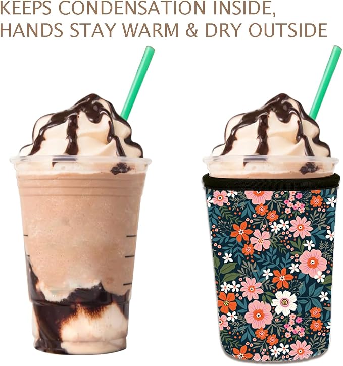 Reusable 3-Pack Iced Coffee Cup Sleeve, Insulated Neoprene, Beverage Holder - Image 6