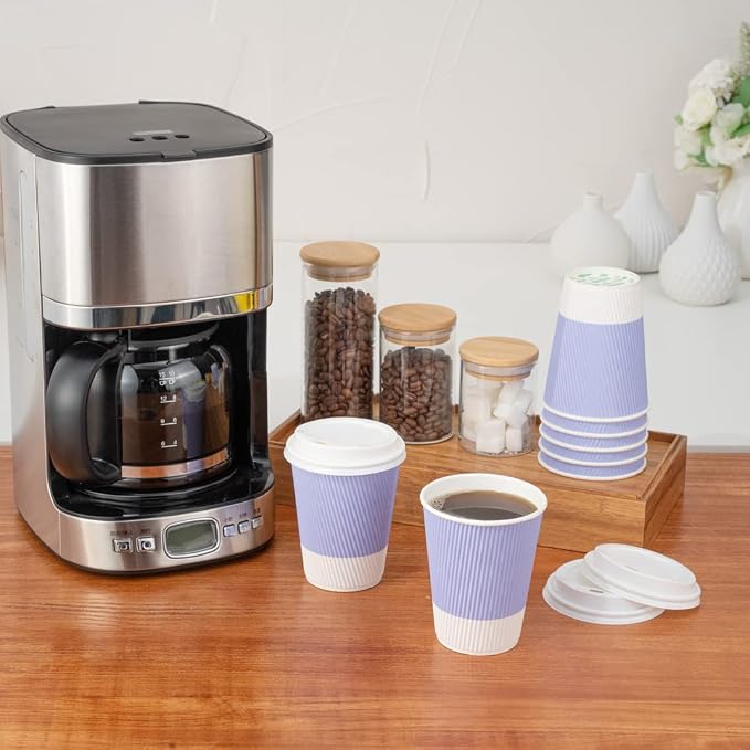 Restaurantware Ripple Wall Coffee Cups 25 Count 12 Ounce Insulated Light Purple - Image 11