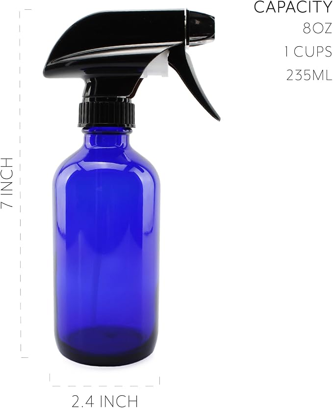 Cornucopia Brands 8-Ounce Cobalt Blue Glass Boston Round Spray Bottles - Image 6