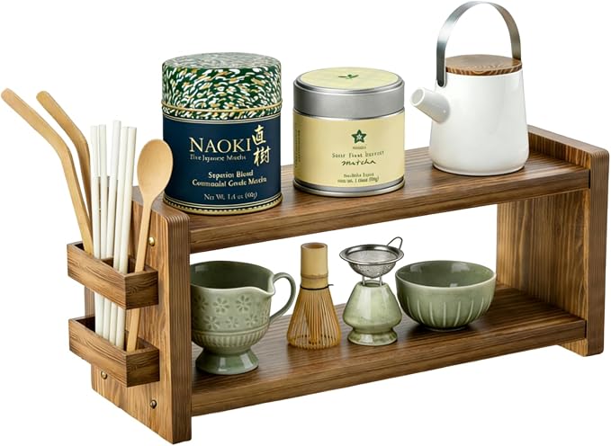 Solid Wood Coffee and Matcha Station Organizer - Image 2