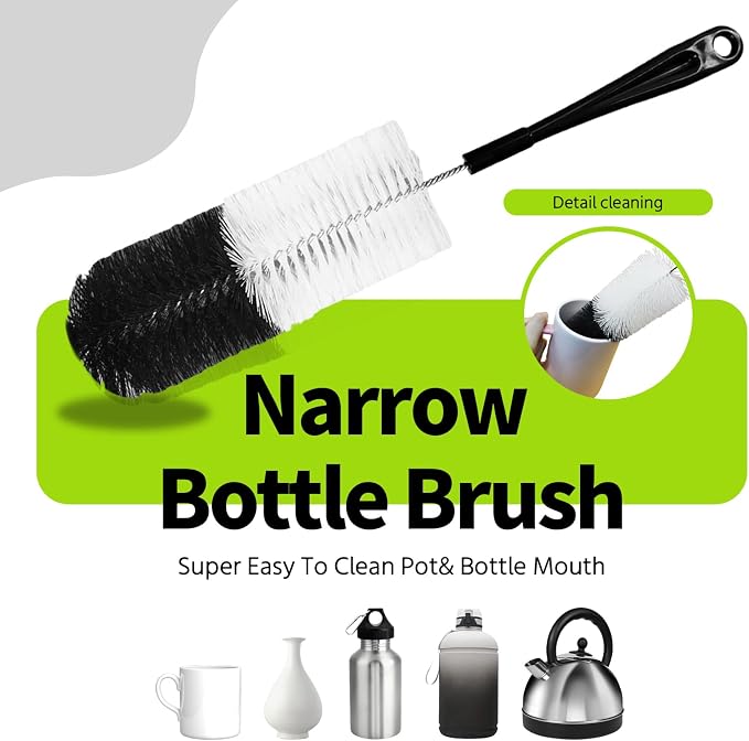 5 Pack Bottle Brush, 15in Stainless Steel Water Bottle Brush, 3 Straw Brushes - Image 3