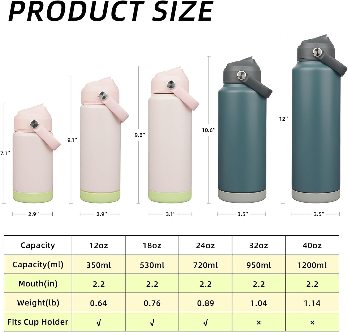 BJPKPK Water Bottle with Straw Lid, 32oz Vacuum Insulated Water Bottles, Metal Stainless Steel Thermos for Sports, Travel, BPA Free Leak Proof Thermos, Cups, Flasks, Tumblers, Grey