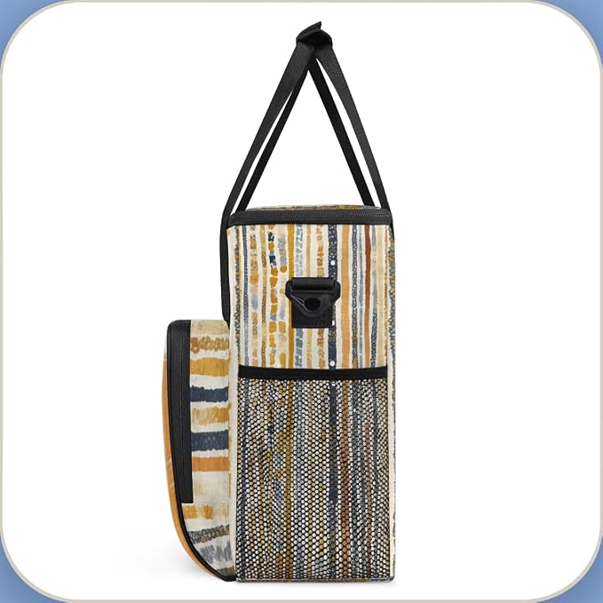 Boho Striped Travel Coffee Maker Carrying Bag Stripe Geometric Large Organizer - Image 4