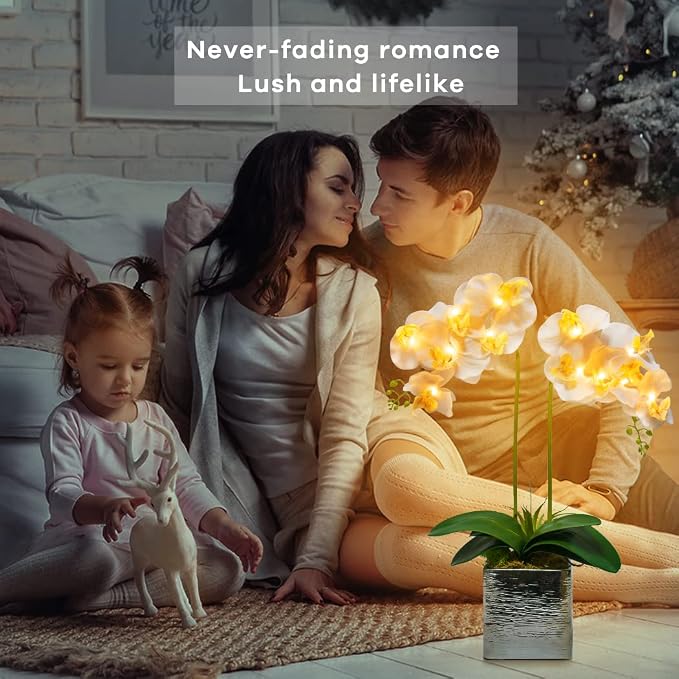 HOMESEASONS Orchid Lamp-LED Lighted Orchid Arrangements, Pre Lit Artificial - Image 5