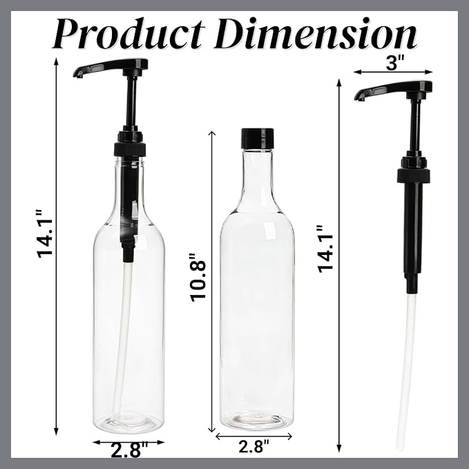 Noamus 8 Pack 25.4Oz Coffee Syrup Dispenser, 750ml PET Syrup Bottles - Image 2