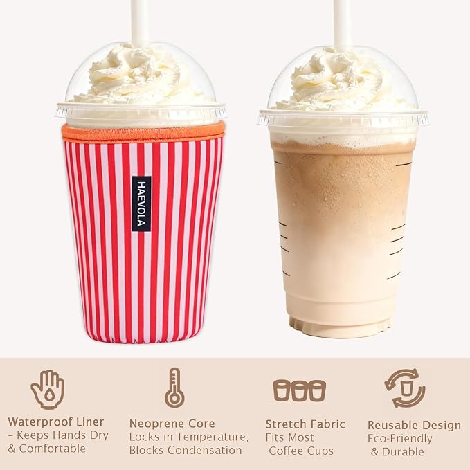 Reusable Insulated Neoprene Iced Coffee Cup Sleeve, Durable Drink Sleeve - Image 6
