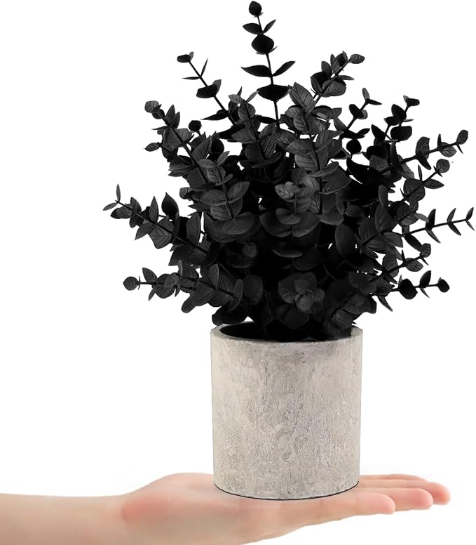 Coferset 2 Pack Black Fake Eucalyptus Small Fake Plants Potted Artificial Plants - Image 8