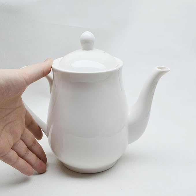 White Porcelain Teapot, Big Tea Pot Coffee Tea Water Pot Vintage Ceramic - Image 4