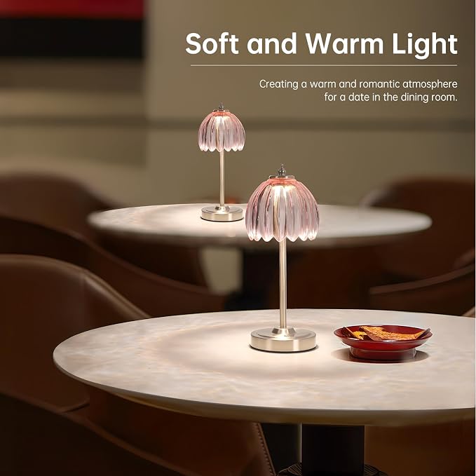 Shenmoyl Tulip Table Lamp with 5200mAh Battery & Touch Control, Cordless Small - Image 6