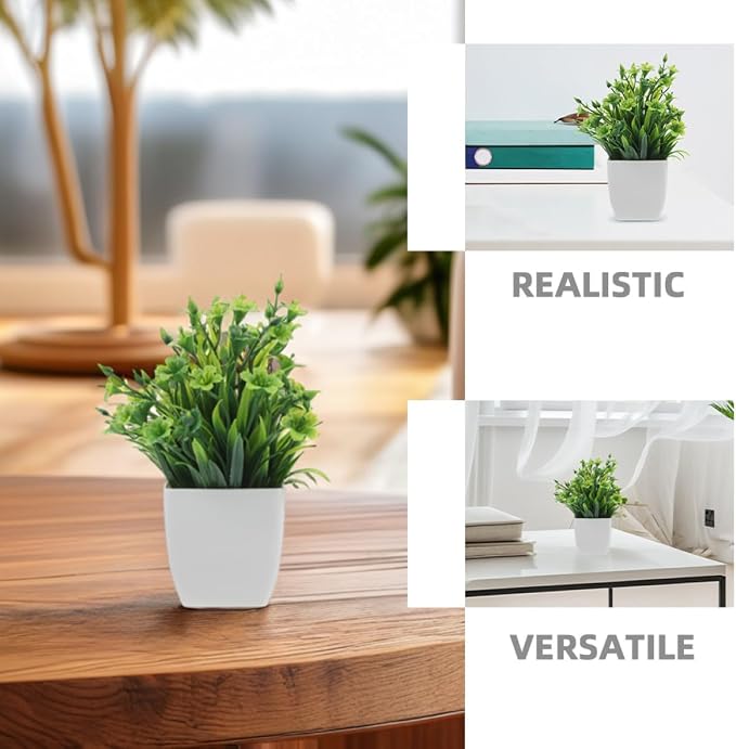 PRETYZOOM 3pcs Small Artificial Potted Plants Faux Greenery Set - Image 7