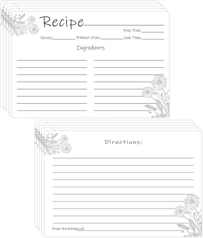 Recipe Cards 4x6 White by Tomioziey