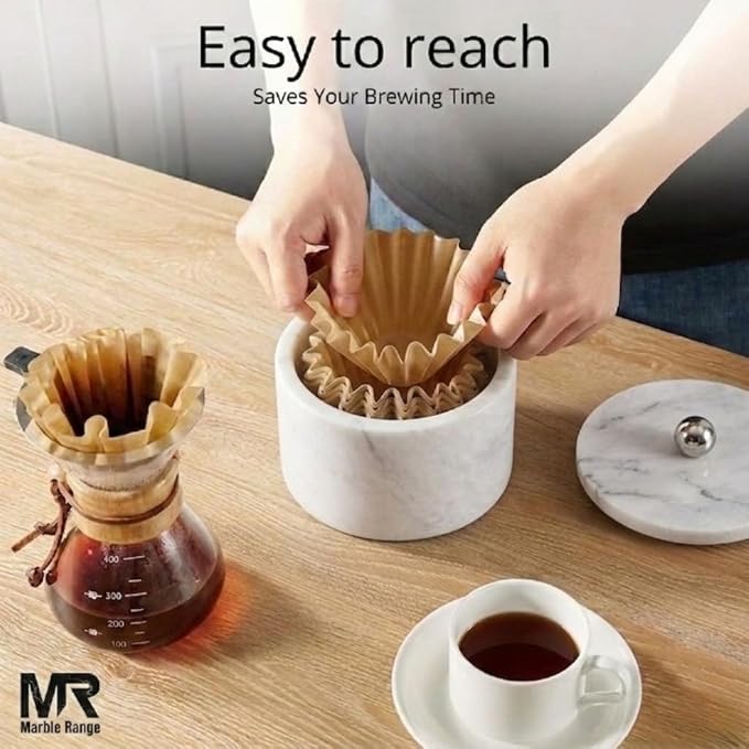 Marble Coffee Filter Holder – 6 inch Handmade White Coffee Filter Holder - Image 3