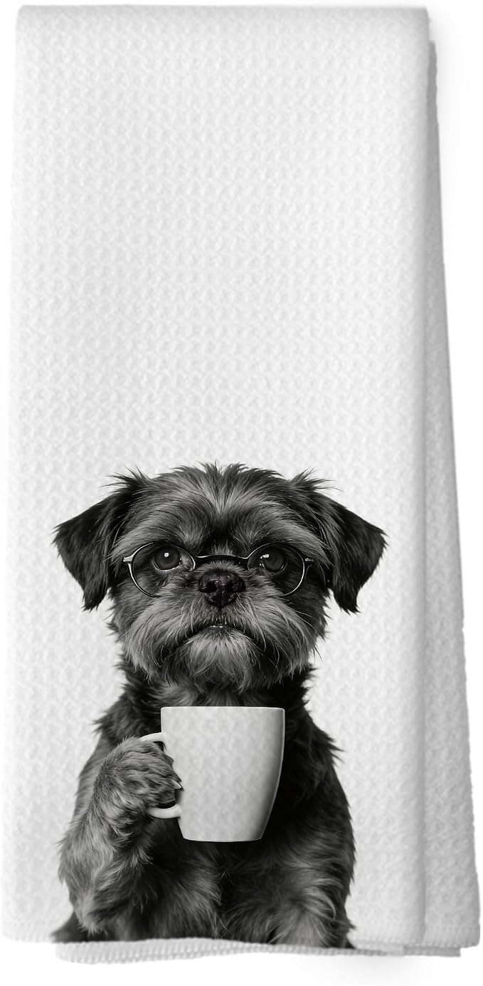 Funny Brussels Griffon Coffeee Bar Kitchen Dish Towels, Brussels Griffon Gifts by XPH