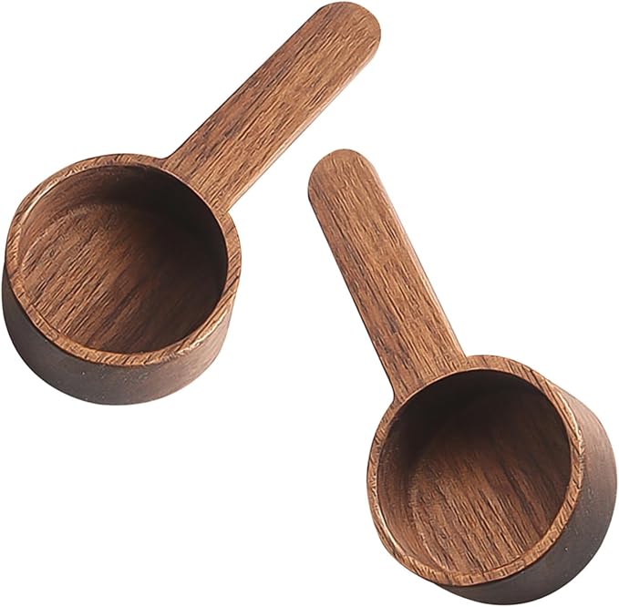 SUPVOX 2pcs Wear-resistant Small Wooden Coffee Scoops 8g Capacity Short Handle by SUPVOX