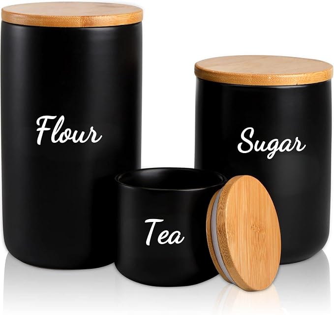Flour Sugar Coffee Tea Labels for Jars – 4PCS Kitchen Pantry Vinyl Stickers for - Image 2