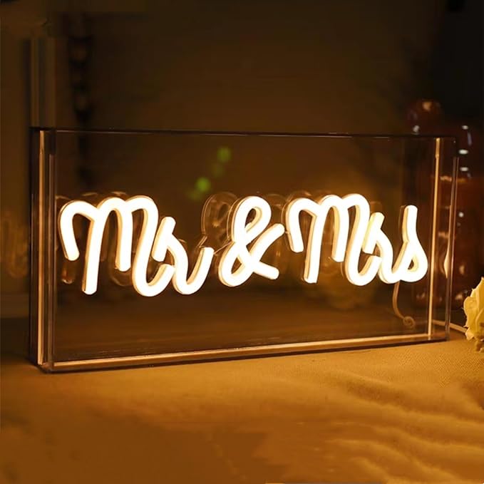 Mr&Mrs Neon Sign for Wedding, Stand Mr and Mrs Led Table Sign for Wedding Decor - Image 2