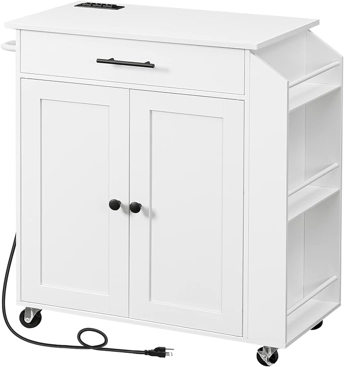 HOOBRO Kitchen Island with Power Outlet, Kitchen Storage Island with Spice Rack by HOOBRO