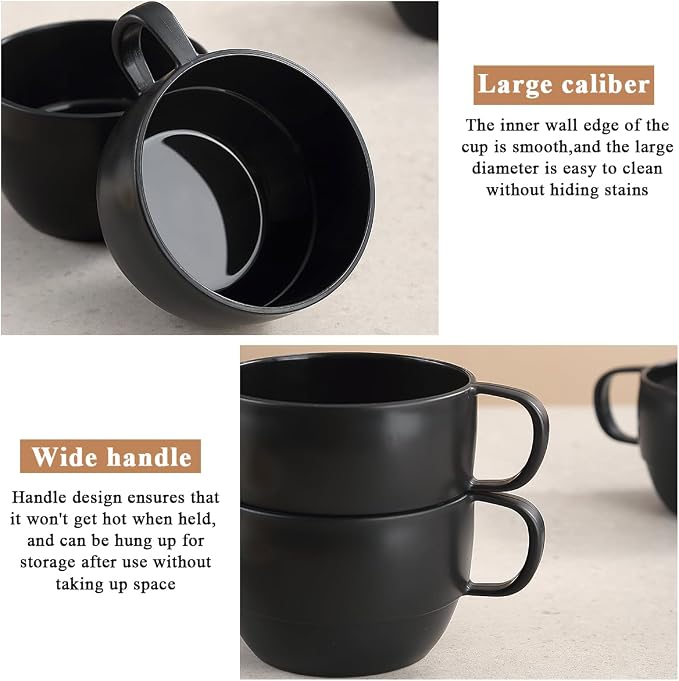 Coffee Mugs Set of 6, Coffee Cups 12oz, Durable Light Weight Plastic Mugs - Image 7