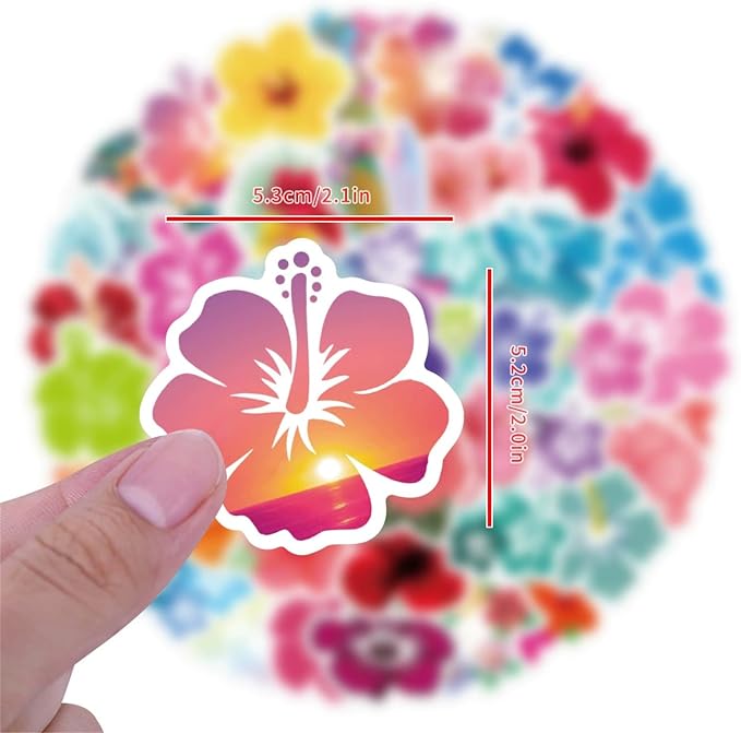 60pcs Aesthetic Hibiscus Stickers - Image 3