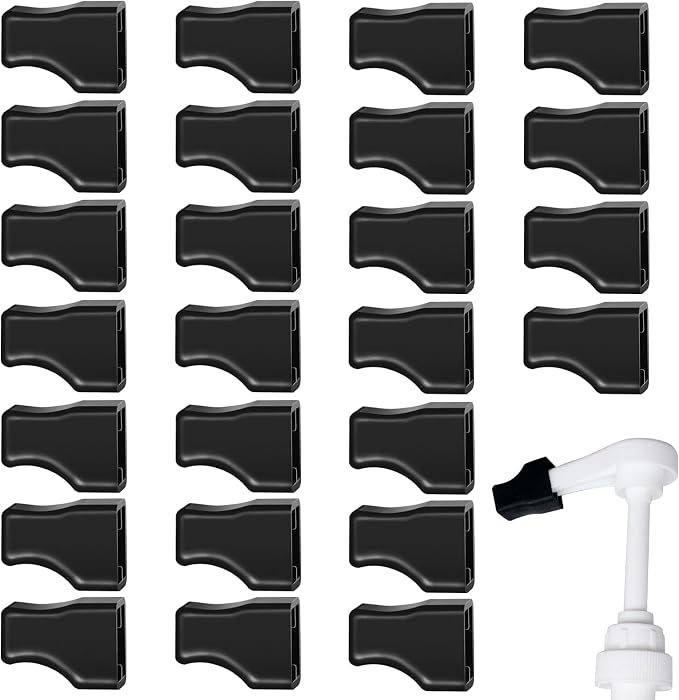 25 Pcs Coffee Syrup Pump Tip Covers Black Rubber Caps Fits by OLUTACOT