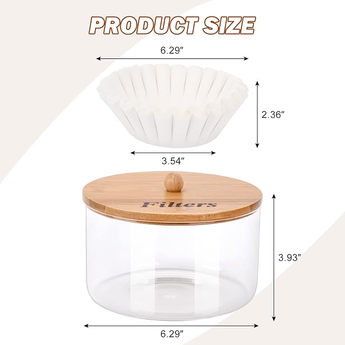 Coffee Filter Holder with Lid, Glass Coffee Filter Storage Container, Coffee - Image 7