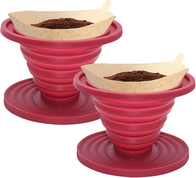 2 Pcs Collapsible Pour Over Coffee Dripper, Reusable Silicone Coffee Filter by Unknown